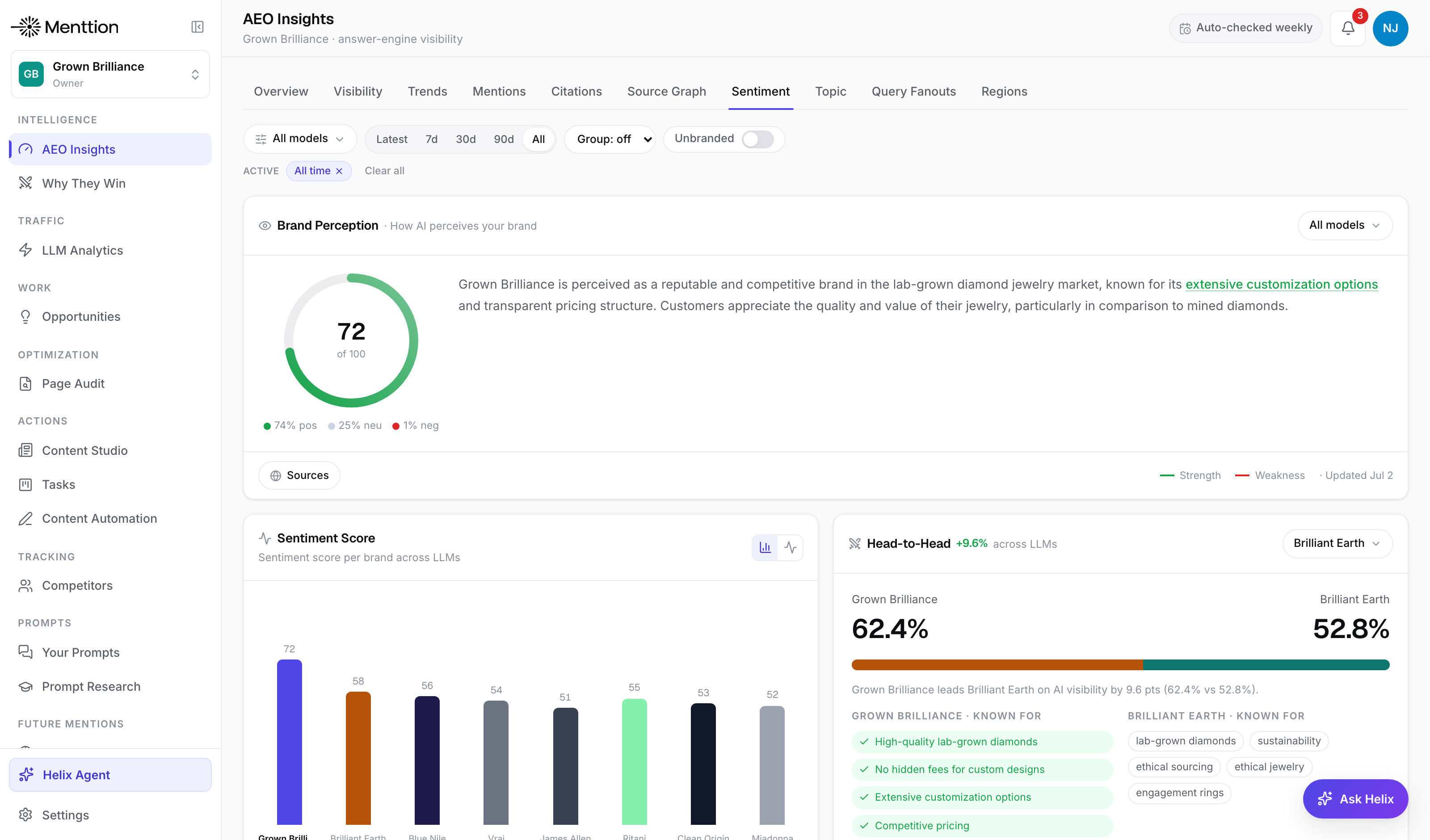Sentiment and brand perception analysis